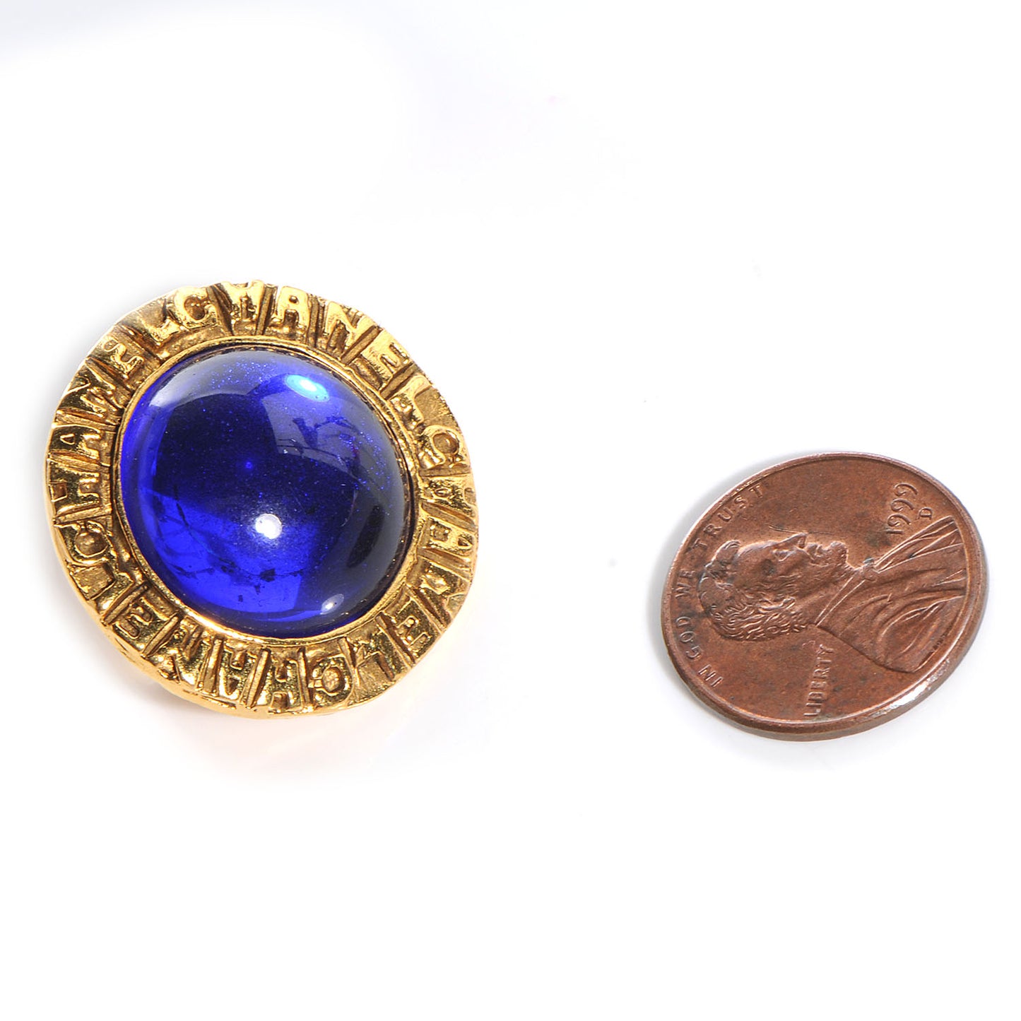 Poured Glass CC Clip On Earrings Gold Blue