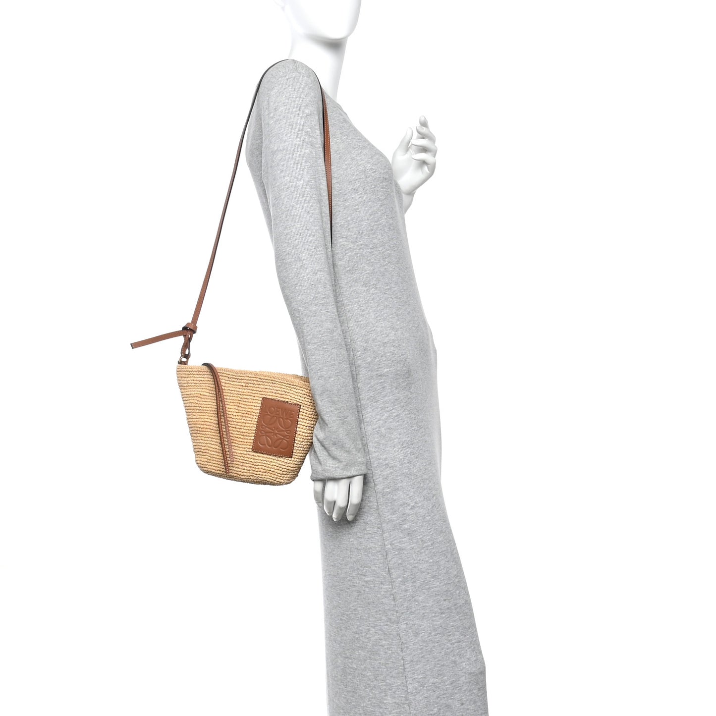 Calfskin Raffia Paulas Ibiza Pochette Bag Natural Tan