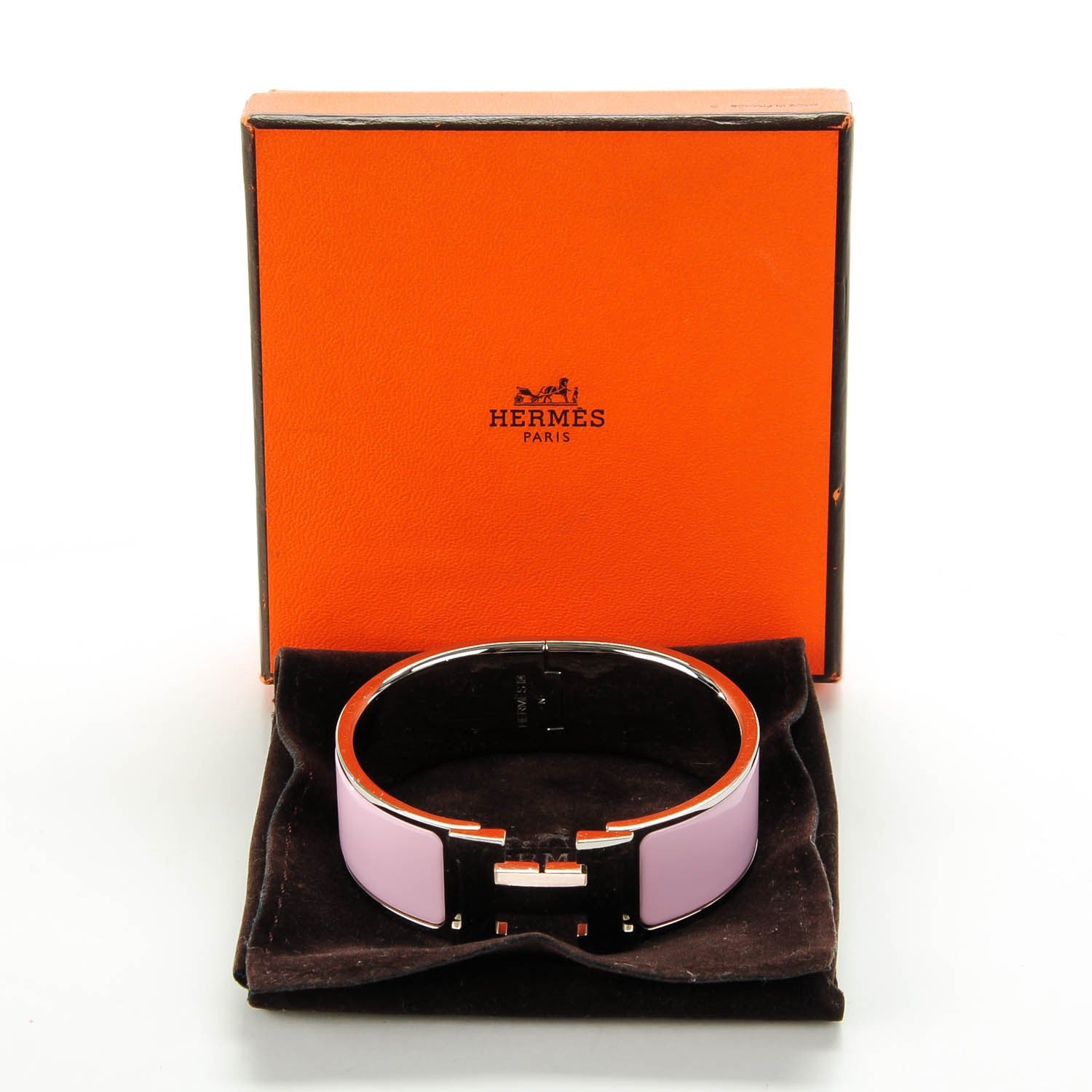 Hermes Enamel Wide Clic Clac H Bracelet PM Rose Poudre 4 of 6