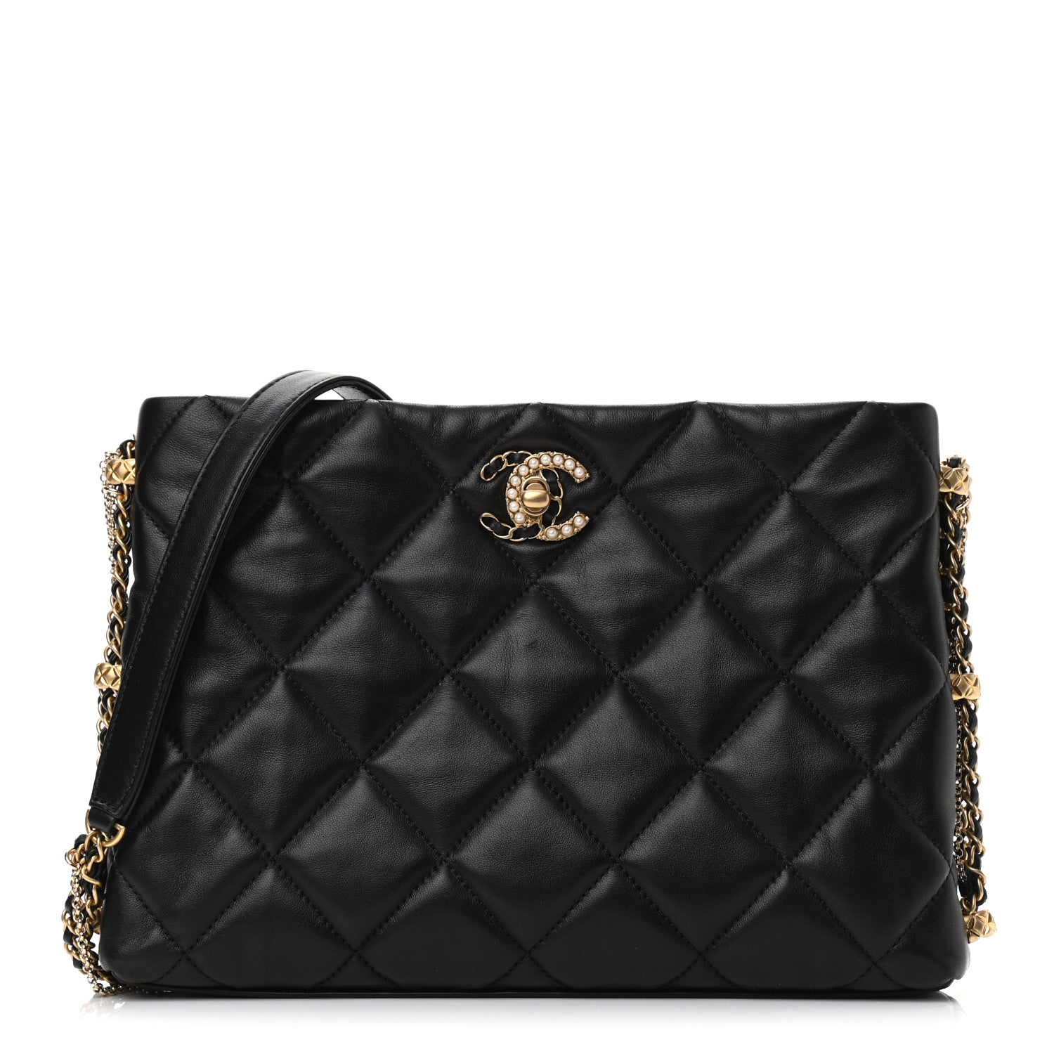 Chanel Lambskin Quilted Crush on Chains Hobo Black 1 of 8