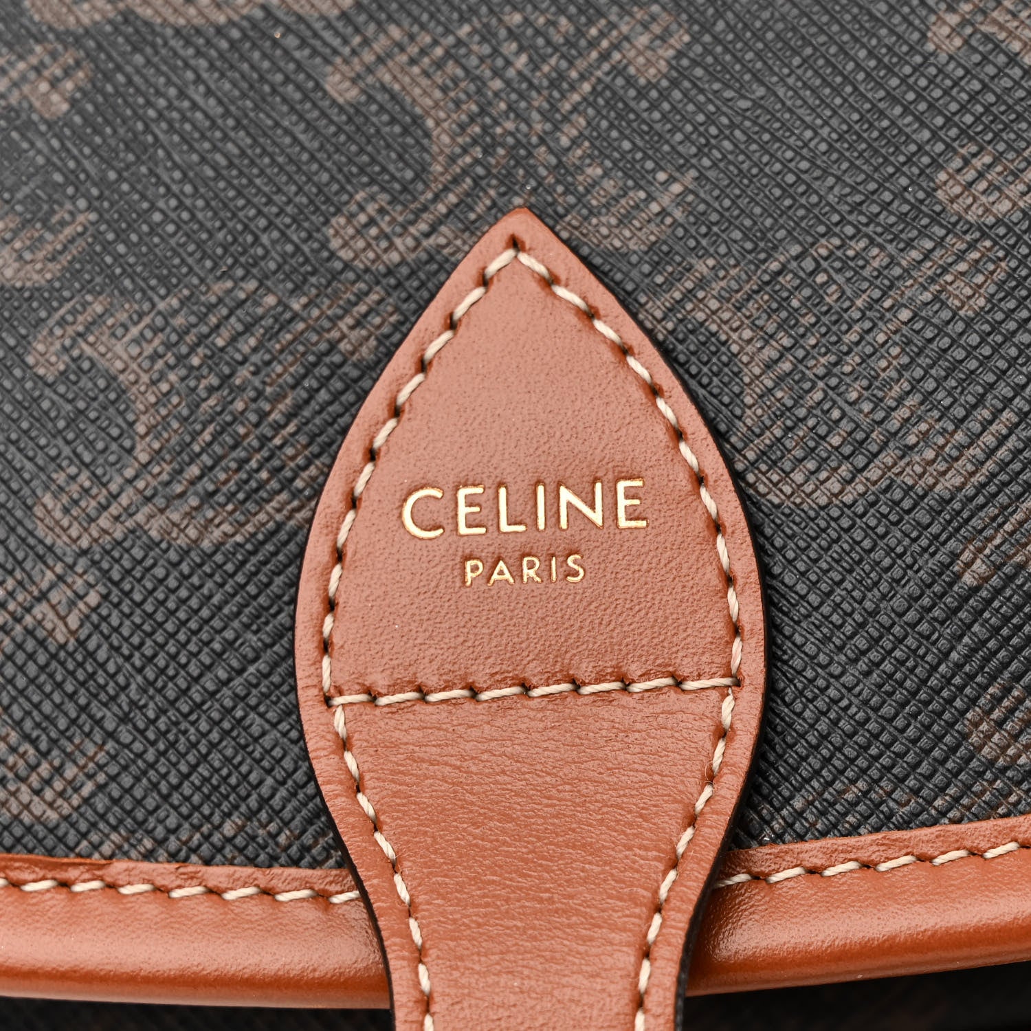 Celine Triomphe Canvas Medium Folco Bag Tan 6 of 11