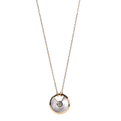 Cartier 18K Yellow Gold Diamond Mother of Pearl SM Amulette de Cartier Pendant Necklace 1 of 6
