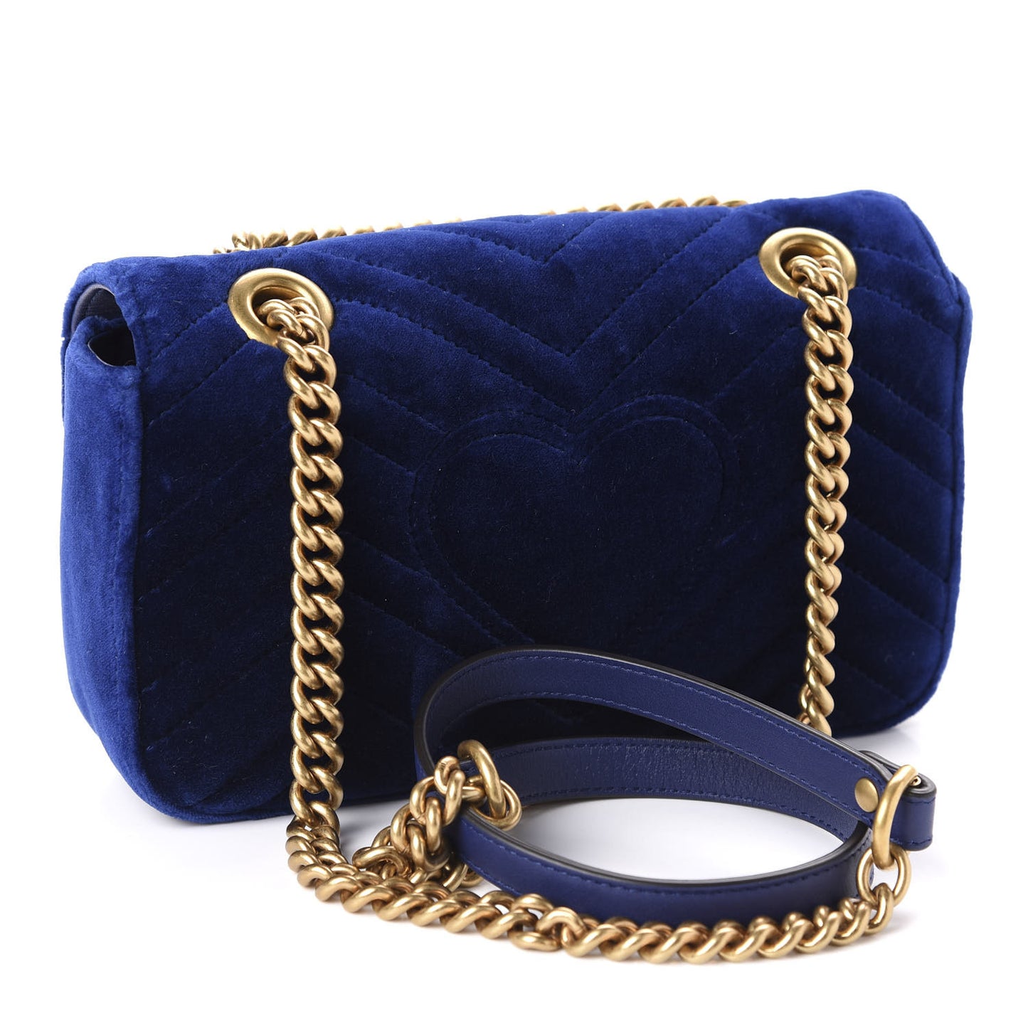 Velvet Matelasse Mini GG Marmont Shoulder Bag Cobalt Blue
