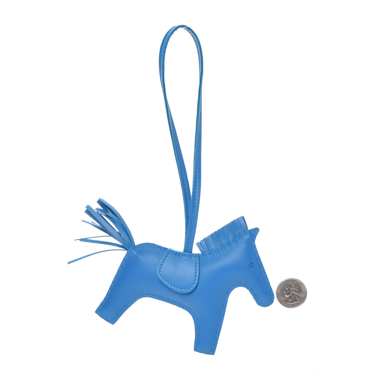 Hermes Milo Lambskin Grigri Rodeo Horse Bag Charm MM Bleu Zanzibar 2 of 5
