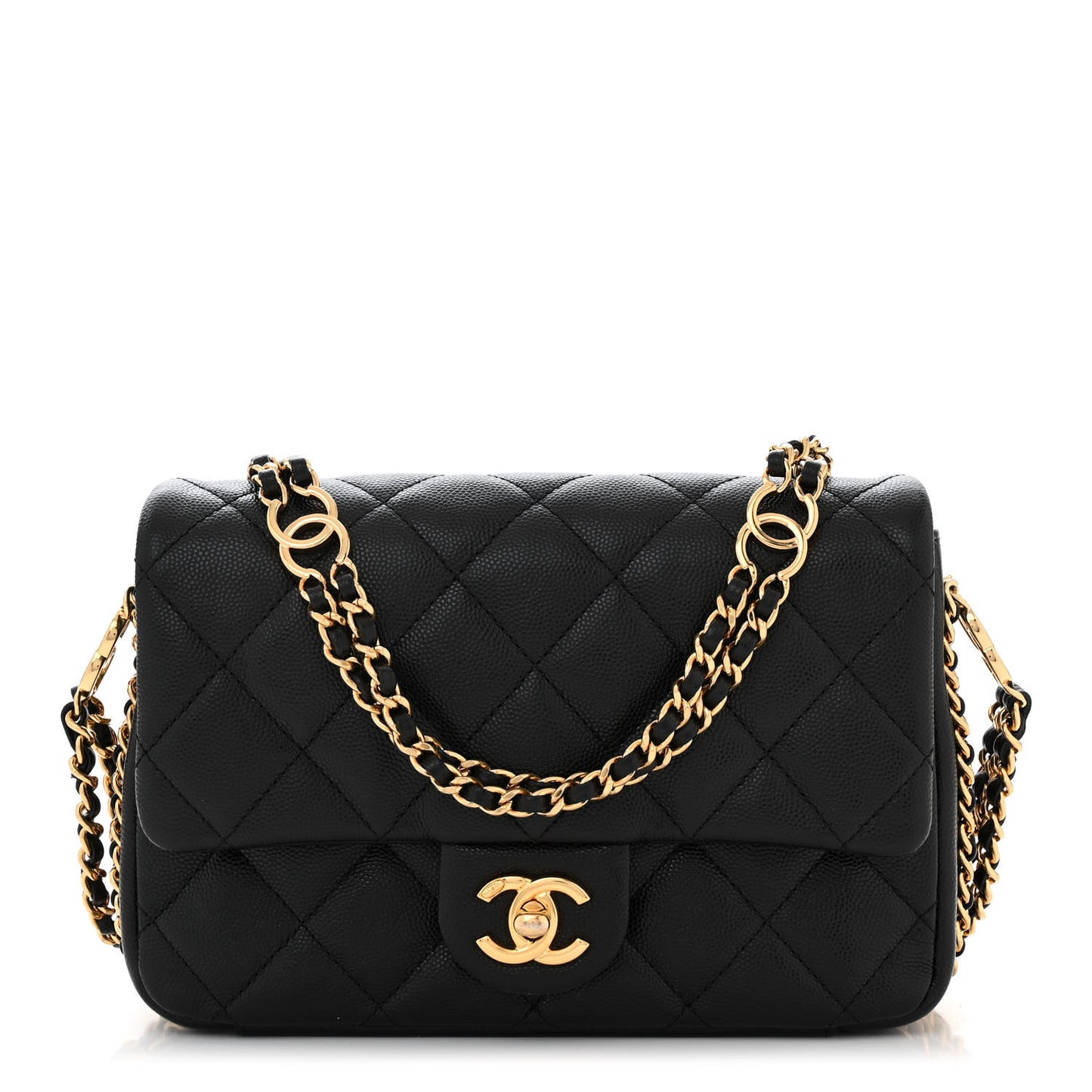 Caviar Quilted Mini CC You Flap Black