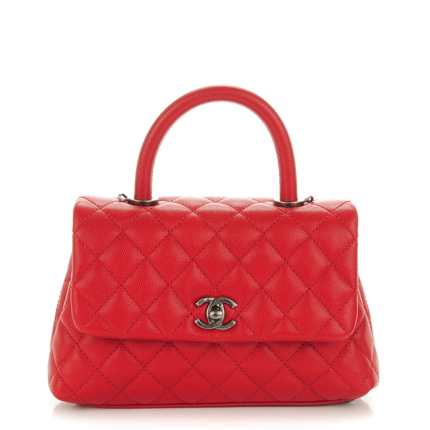Chanel Caviar Quilted Mini Coco Handle Flap Red 1 of 7