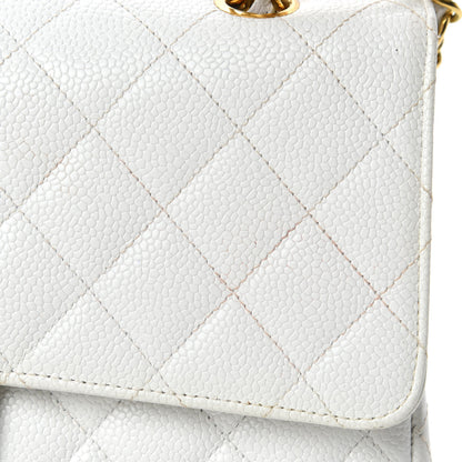 Chanel Caviar Quilted Medium Double Flap White 13 of 18