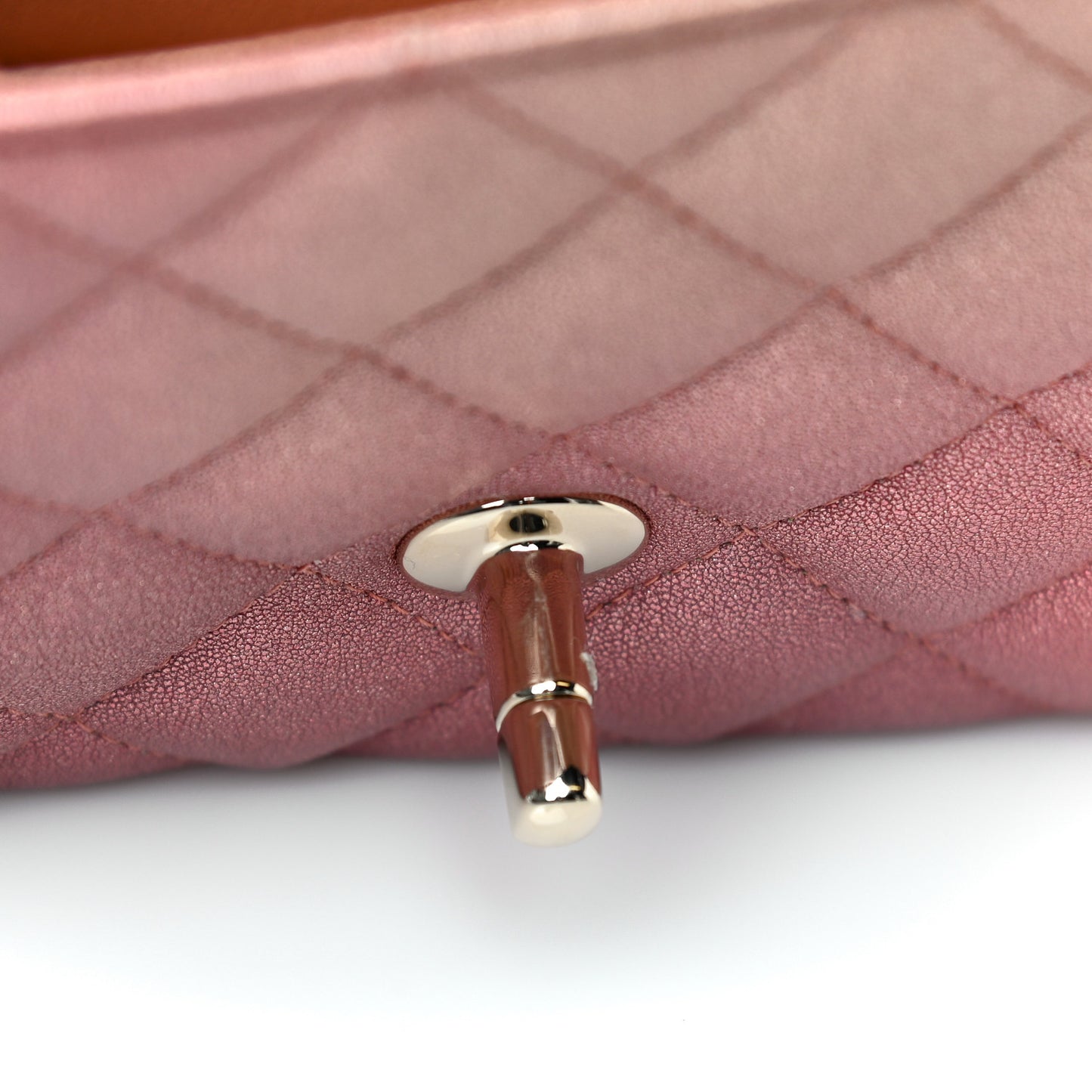 Metallic Lambskin Quilted Ombre Mini Rectangular Flap Pink