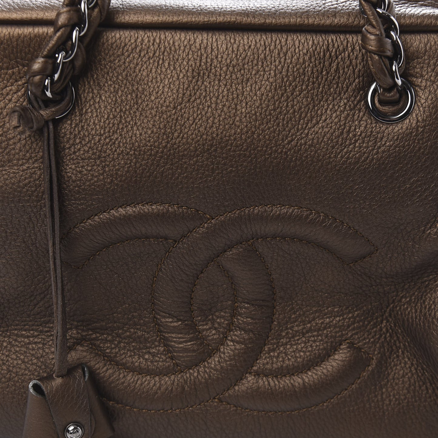 Metallic Deerskin Large Luxe Ligne Bowler Bronze
