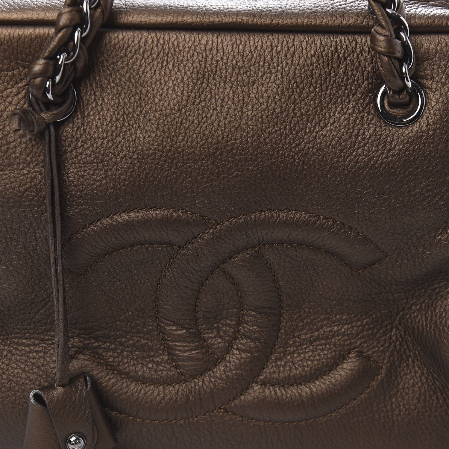 Chanel Metallic Deerskin Large Luxe Ligne Bowler Bronze 10 of 10
