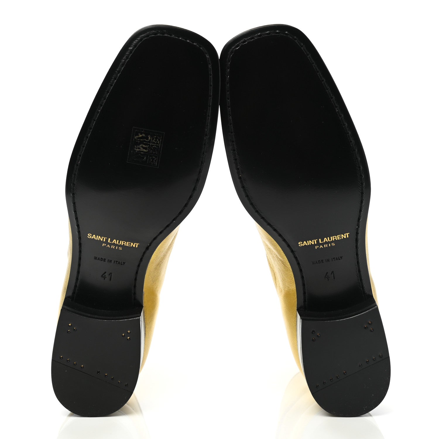 Saint Laurent Patent Calfskin Miles 30 Ankle Boots 41 Gold 5 of 11