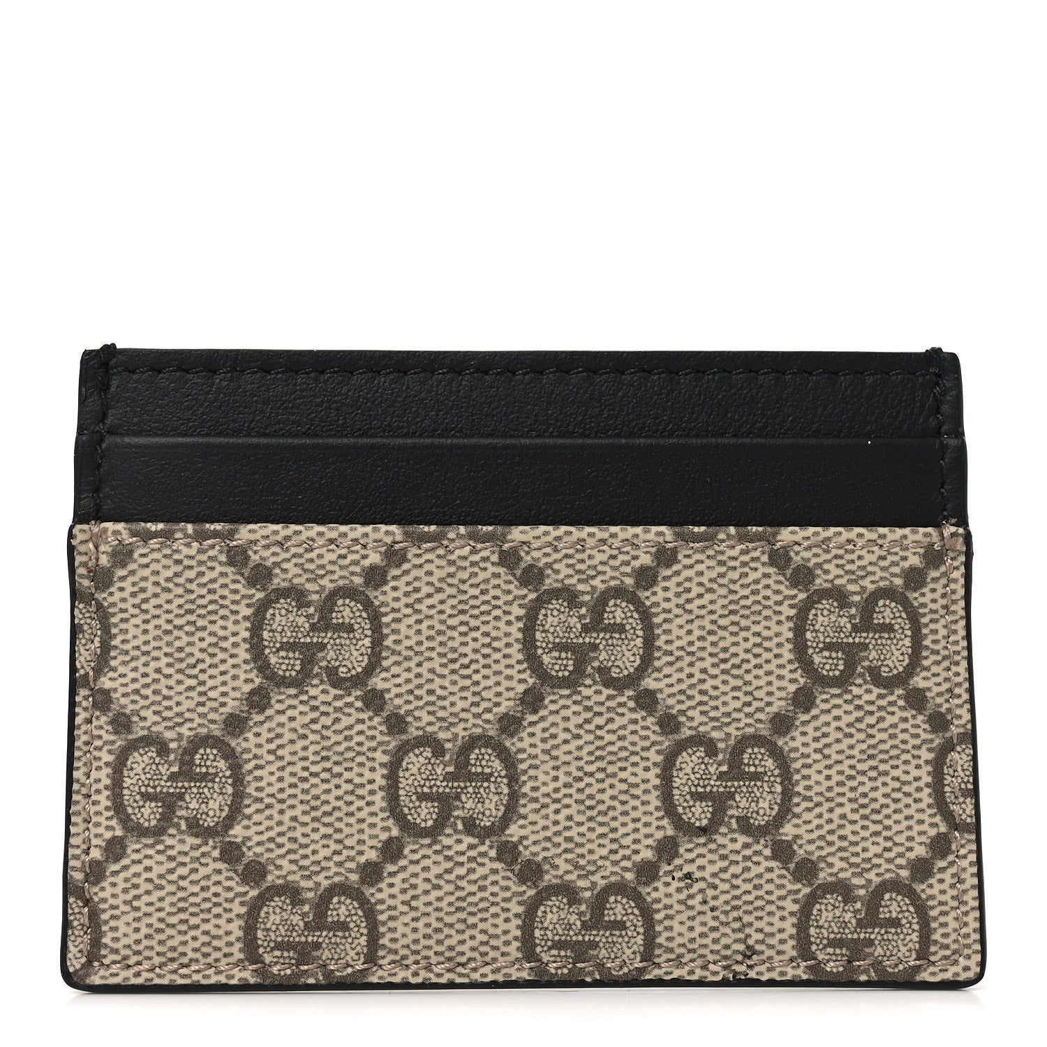 Gucci GG Supreme Monogram Calfskin Card Holder Beige Black 1 of 6