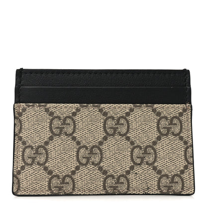 Gucci GG Supreme Monogram Calfskin Card Holder Beige Black 1 of 6