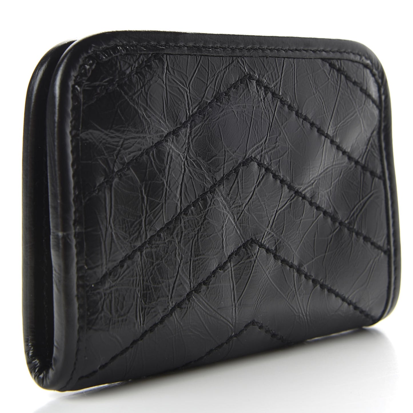 Crinkled Calfskin Matelasse Monogram Niki Compact Wallet Black