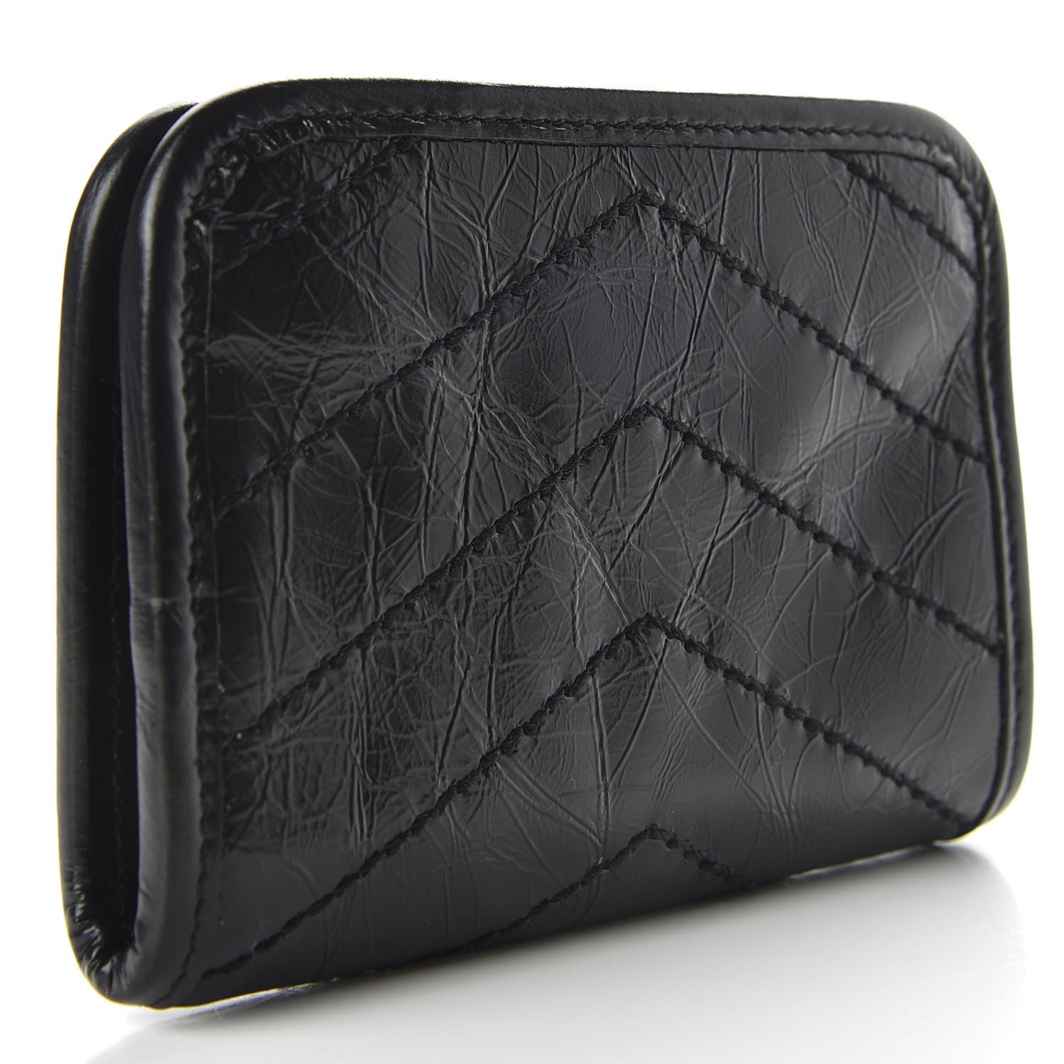 Saint Laurent Crinkled Calfskin Matelasse Monogram Niki Compact Wallet Black 3 of 6