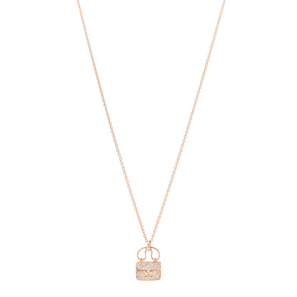 Hermes 18K Rose Gold Diamond Constance Amulette Pendant Necklace 1 of 6