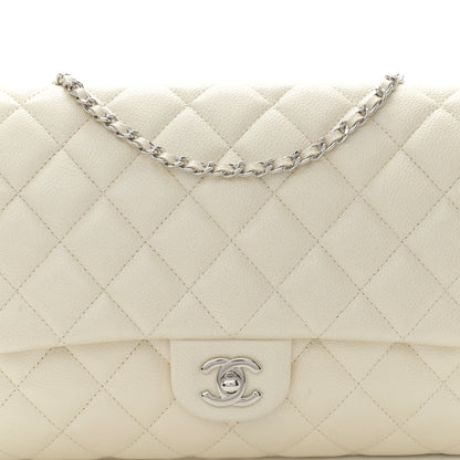 Chanel Pearly Caviar Quilted Clutch With Chain Flap Dark White 8 of 11