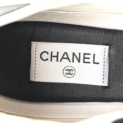 Chanel Velvet Calfskin Mixed Fibers CC Sneakers 41.5 Ivory Black 7 of 9