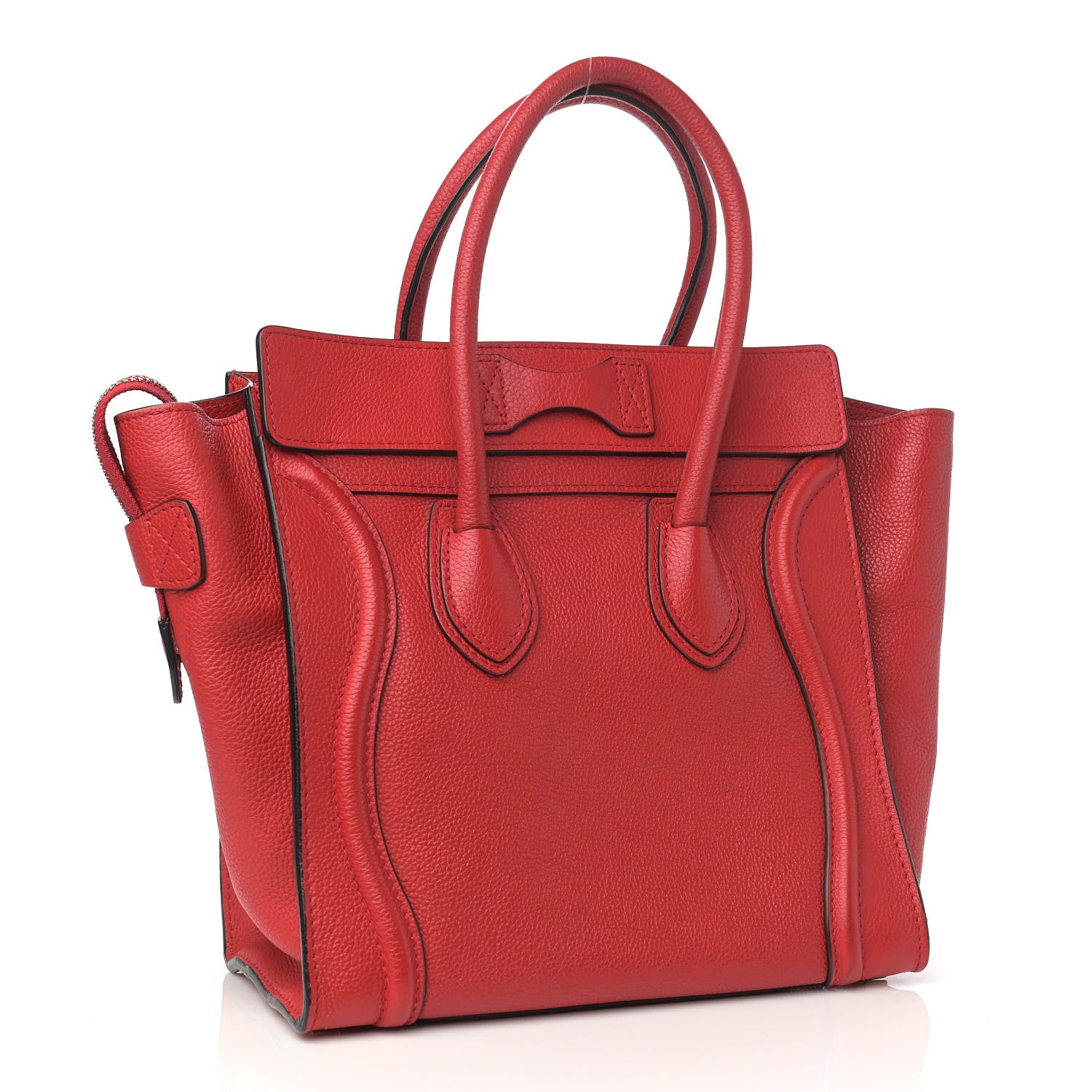 Celine Drummed Calfskin Micro Luggage Red 2 of 8