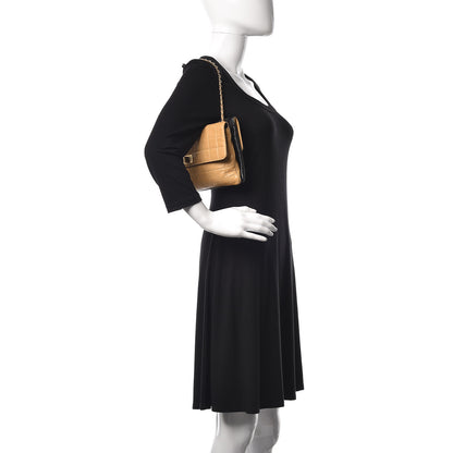 Chanel Lambskin Quilted Double Mademoiselle Flap Beige Black 2 of 12