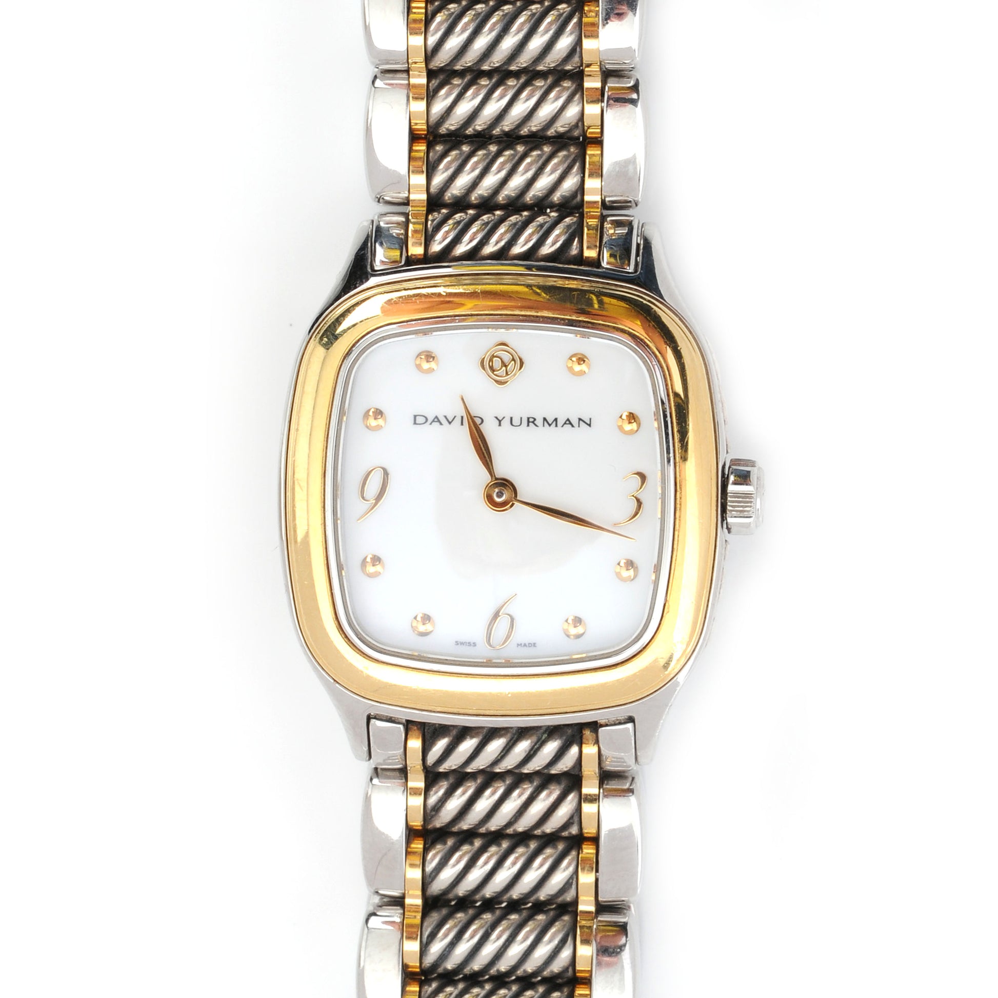 David Yurman Stainless Steel 18K Yellow Gold Mother of Pearl 25mm Thoroughbred Quartz Watch 1 of 9