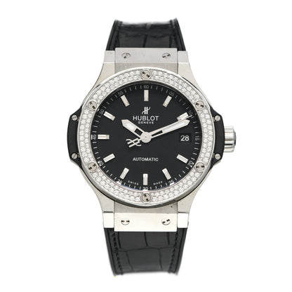 Hublot Stainless Steel Crocodile Diamond Pave Bezel 38mm Big Bang Automatic Watch Black 365.SX.1170.LR.1104 1 of 6