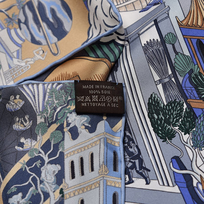 Hermes Silk Animapolis Scarf 90 Bleu Gris Vieux Rose 5 of 5