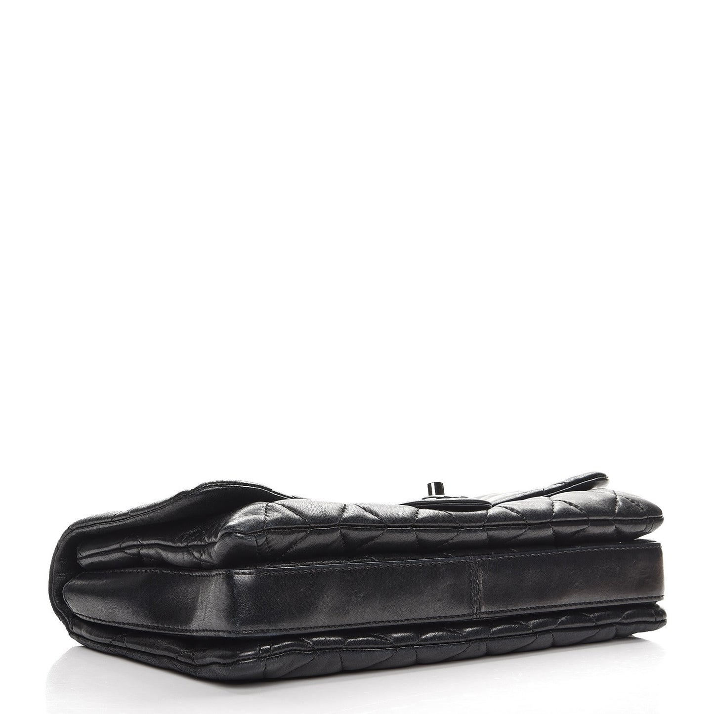 Lambskin Quilted Maxi 3 Flap Black