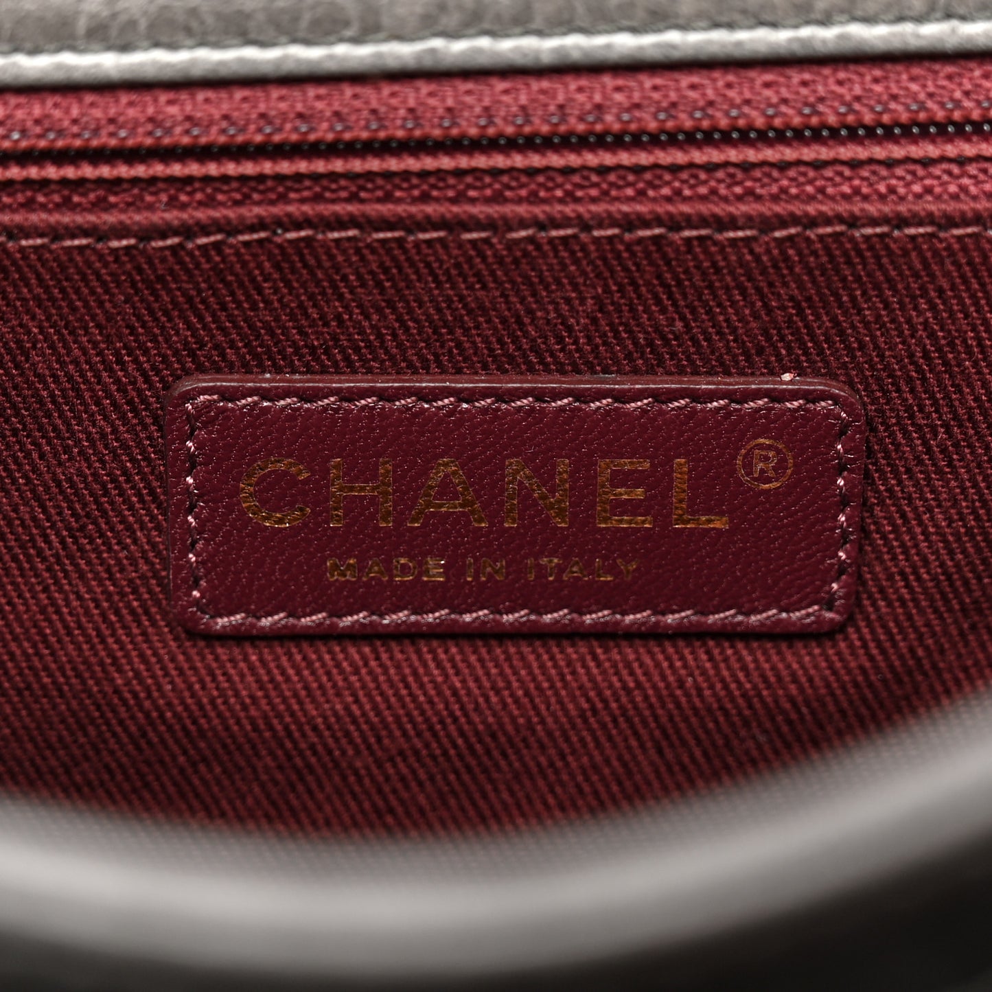 Glazed Calfskin Medium Perfect Edge Flap Grey