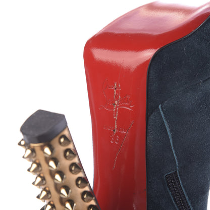 Christian Louboutin Suede Specchio Taclou Botta 140 Knee Boots 36 Blue 8 of 9