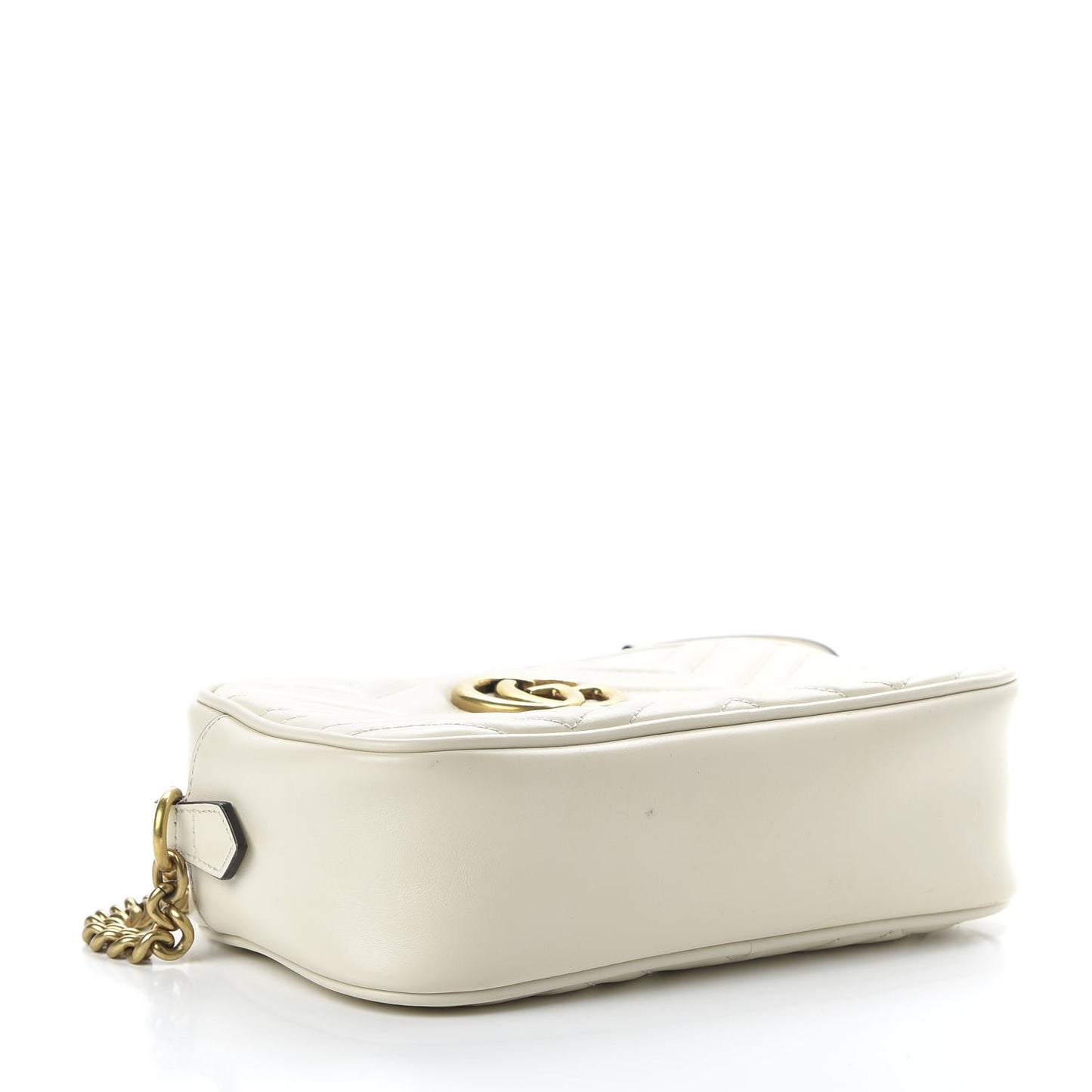 Calfskin Matelasse Small GG Marmont Chain Shoulder Bag White