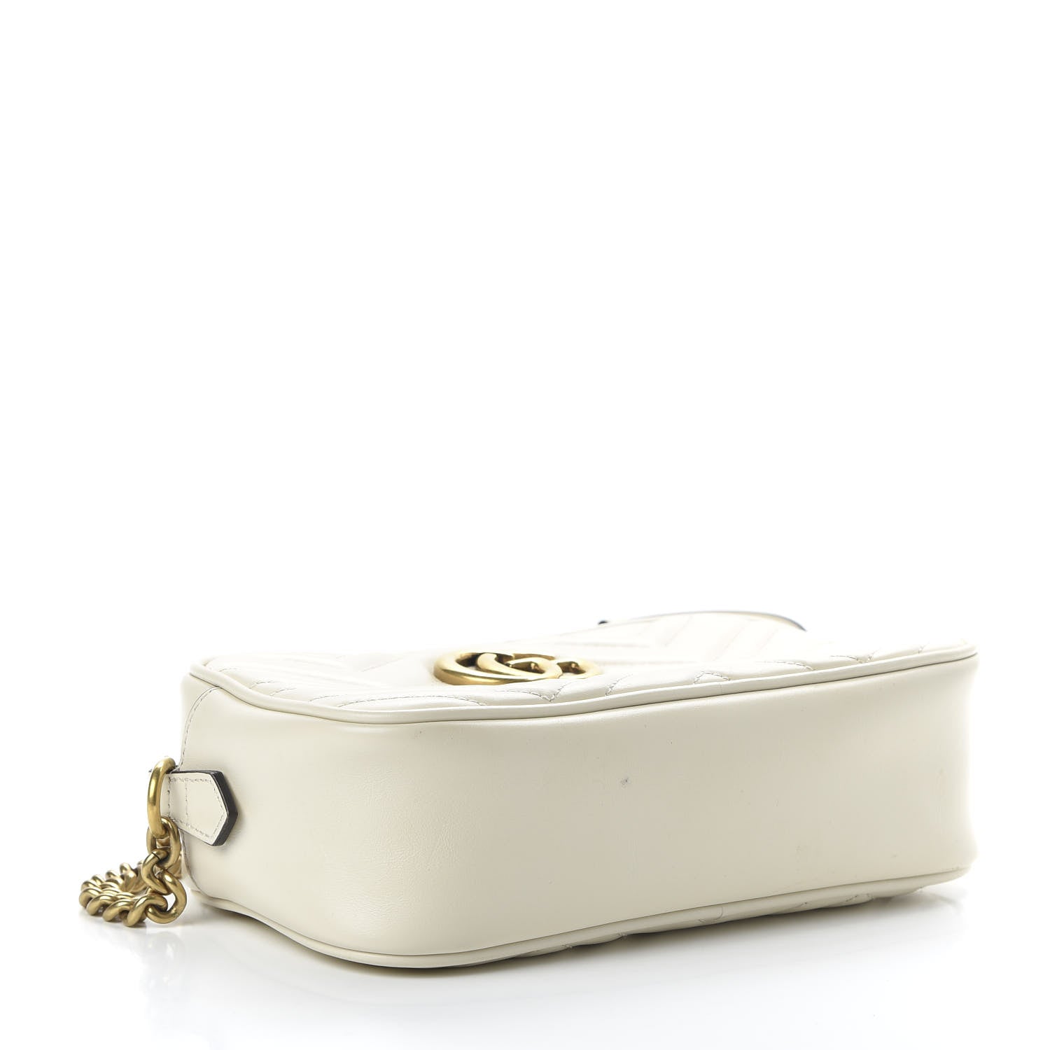 Gucci Calfskin Matelasse Small GG Marmont Chain Shoulder Bag White 4 of 10