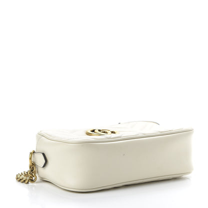Gucci Calfskin Matelasse Small GG Marmont Chain Shoulder Bag White 4 of 10