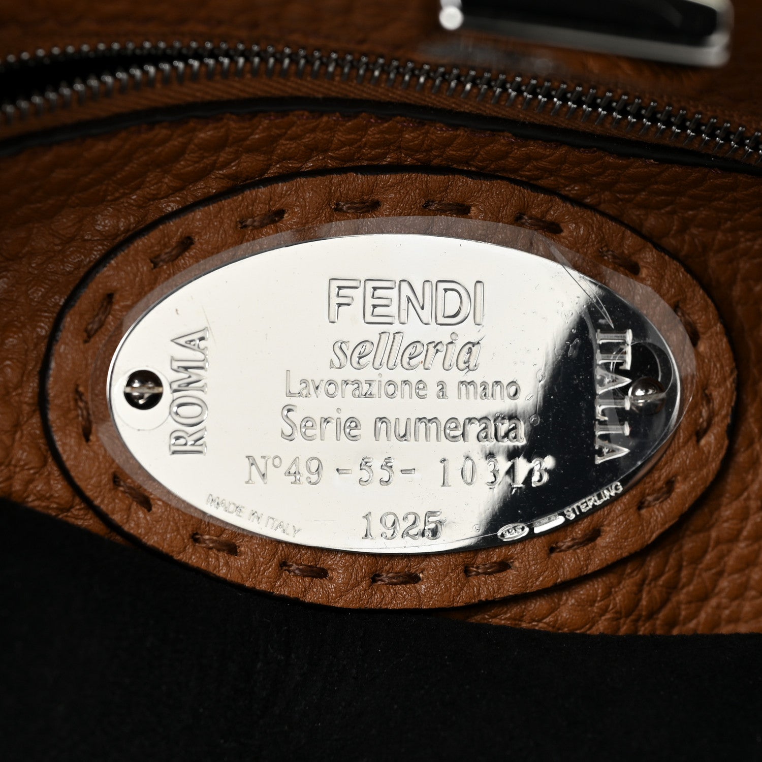 Fendi Cuoio Romano Selleria Bi-Color Mini Peekaboo Iconic Satchel Black Mou 7 of 15
