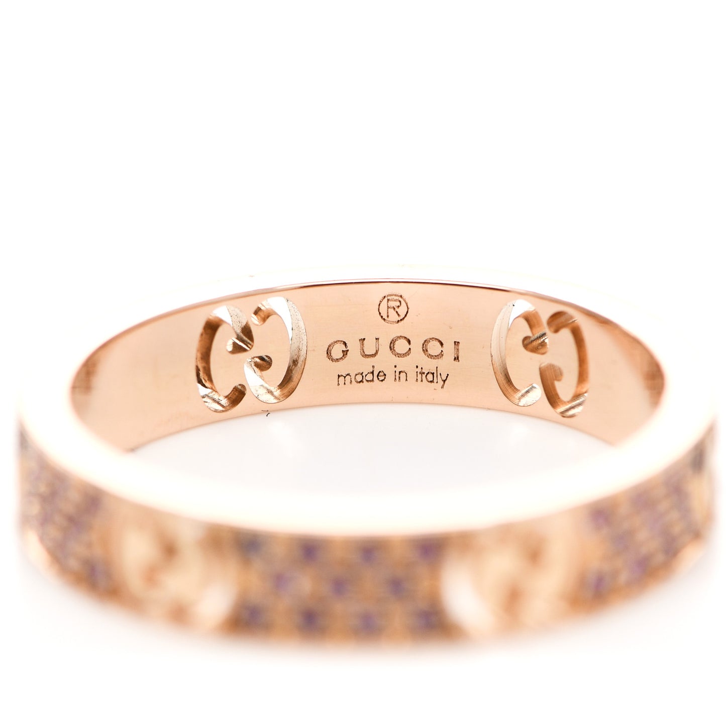18K Rose Gold Pink Sapphire Icon Stardust Thin Band Ring 55 7.25