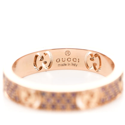 Gucci 18K Rose Gold Pink Sapphire Icon Stardust Thin Band Ring 55 7.25 4 of 5