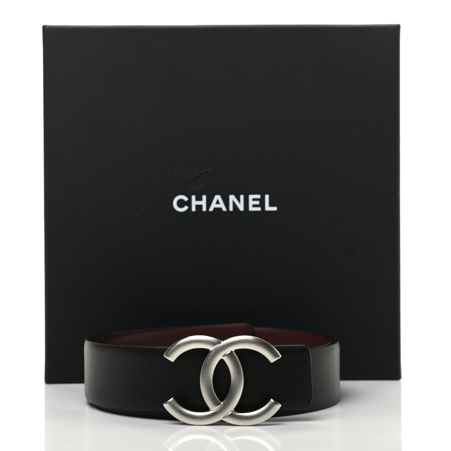 Calfskin CC Reversible Belt 80 32 Black Burgundy