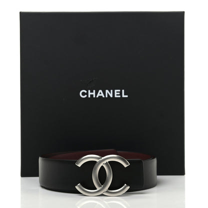 Chanel Calfskin CC Reversible Belt 80 32 Black Burgundy 5 of 5
