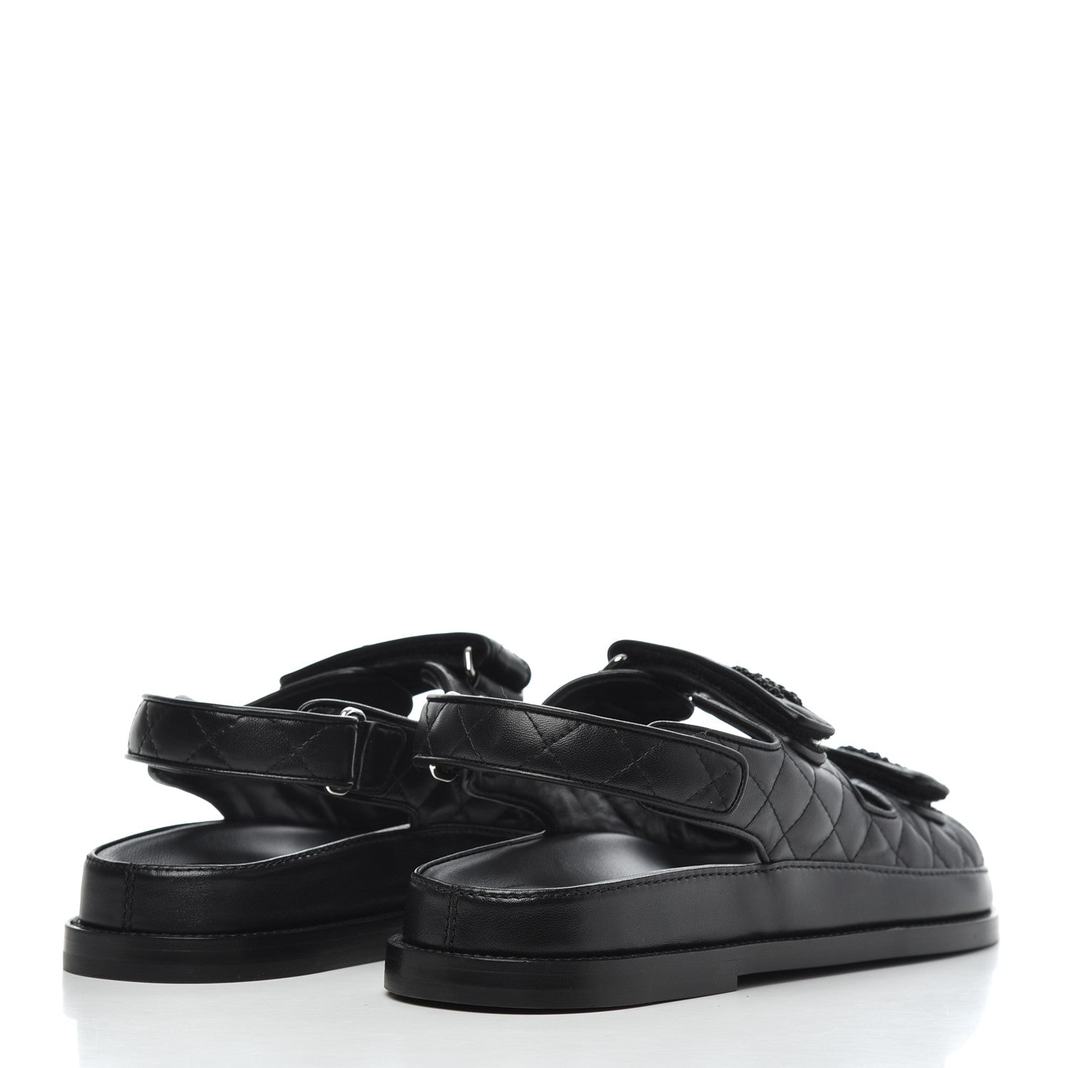 Chanel Lambskin Velcro Dad Sandals 40 Black 4 of 9
