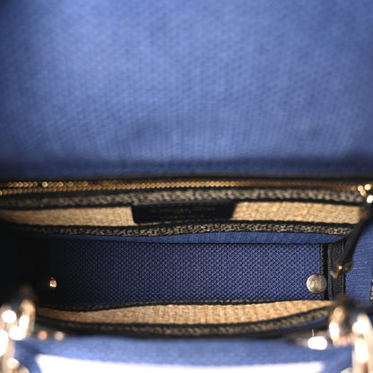 Christian Dior Raffia Embroidered Souvenir Paris Small Lady D-Lite Blue Multicolor 5 of 10