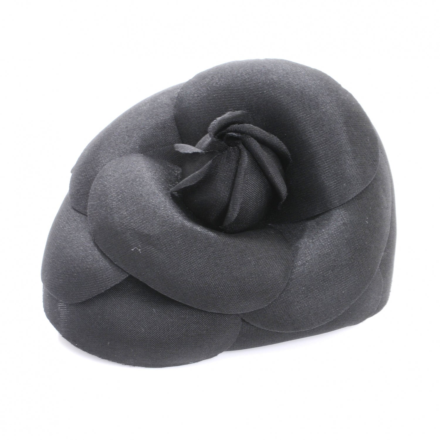 Chanel Satin Camellia Pin Brooch Black 1 of 3