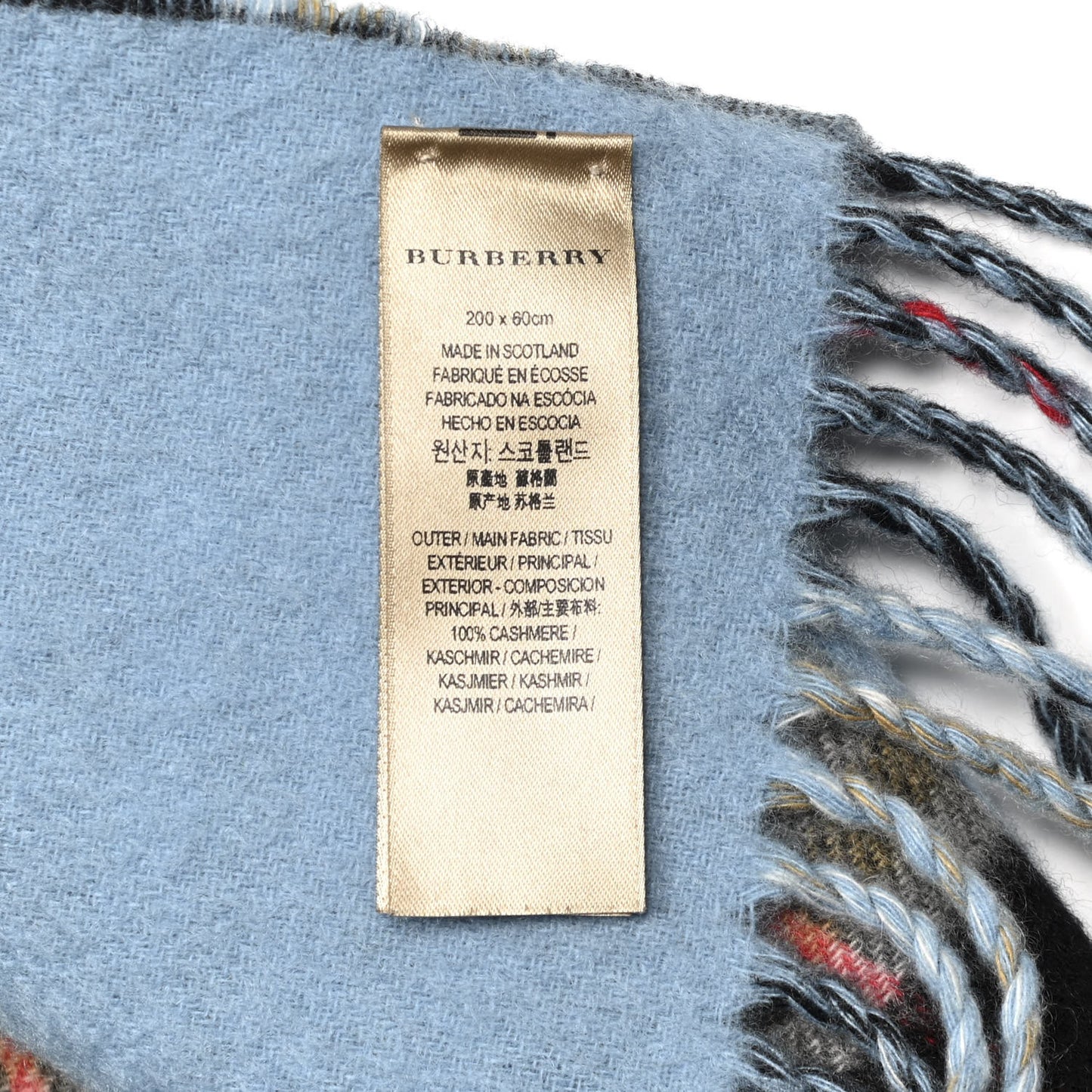 Cashmere Stripe and Check Reversible Scarf Black Blue