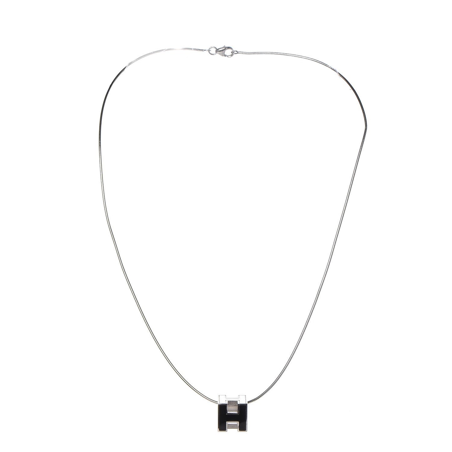 Lacquered Palladium Cage d'H Pendant Necklace Black