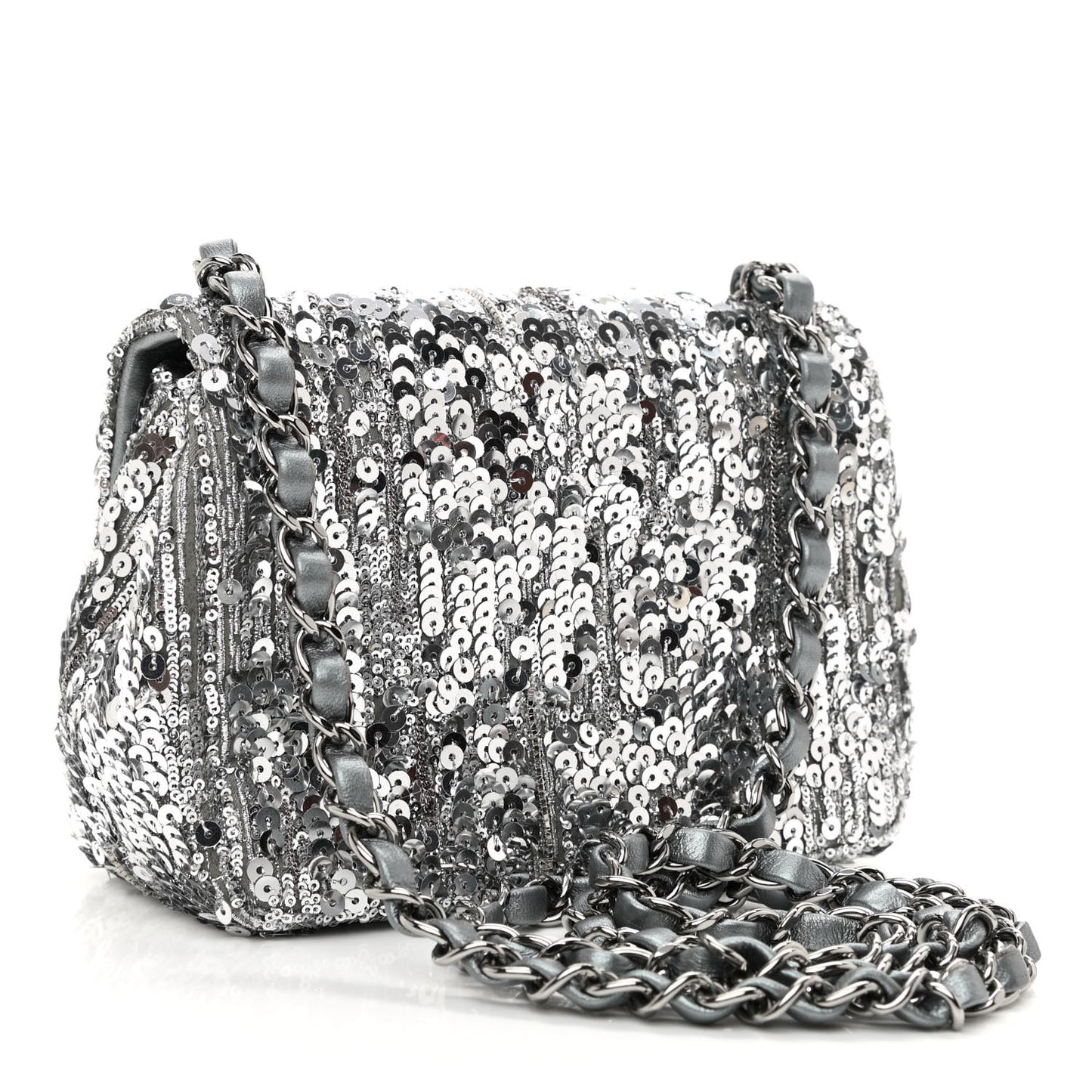 Sequin Mini Square Flap Silver