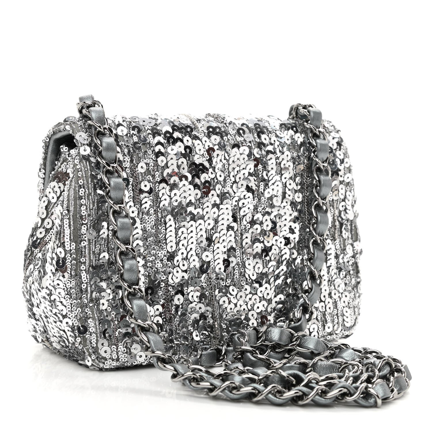 Chanel Sequin Mini Square Flap Silver 3 of 12