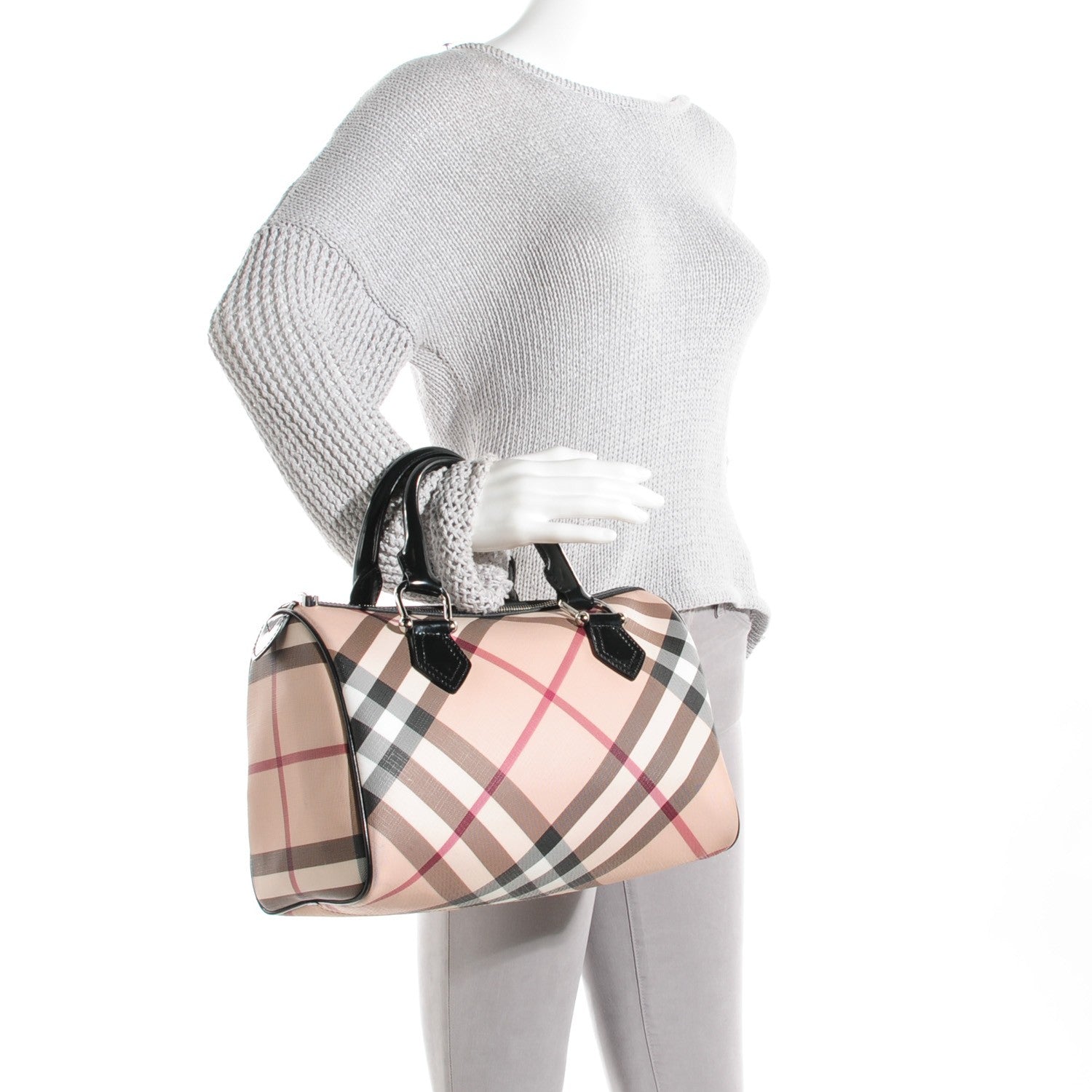 Burberry Supernova Check Medium Chester Bowling Bag Black 2 of 8