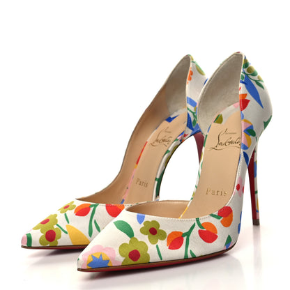 Christian Louboutin Satin Iriza 100 Crepe Floral Pumps 37 Multicolor 3 of 7