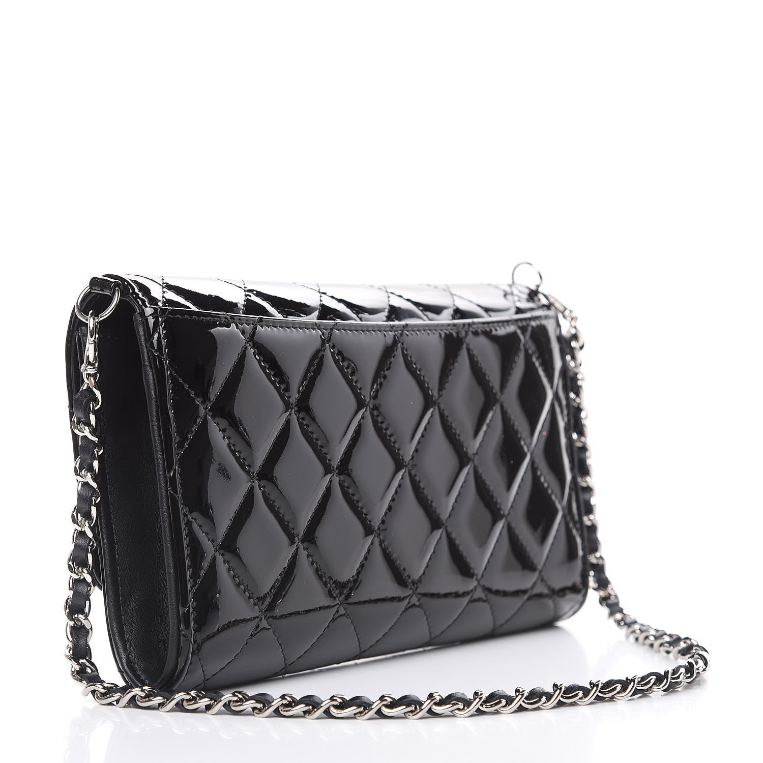 Chanel Patent Quilted Wallet On Removable Chain Black 3 of 13