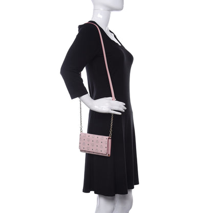 MCM Visetos Chain Wallet Crossbody Soft Pink 2 of 9