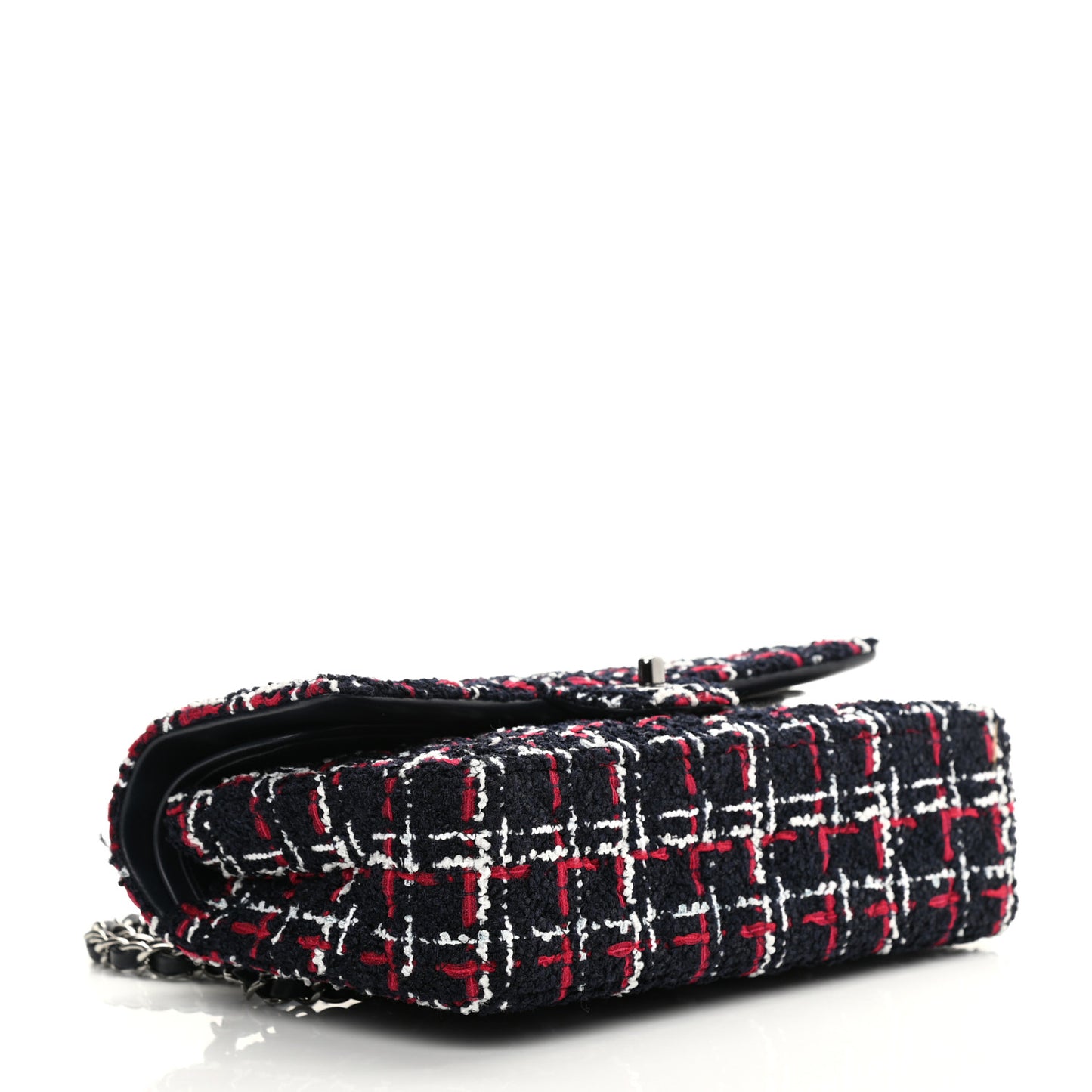 Tweed Quilted Medium Double Flap Navy White Red